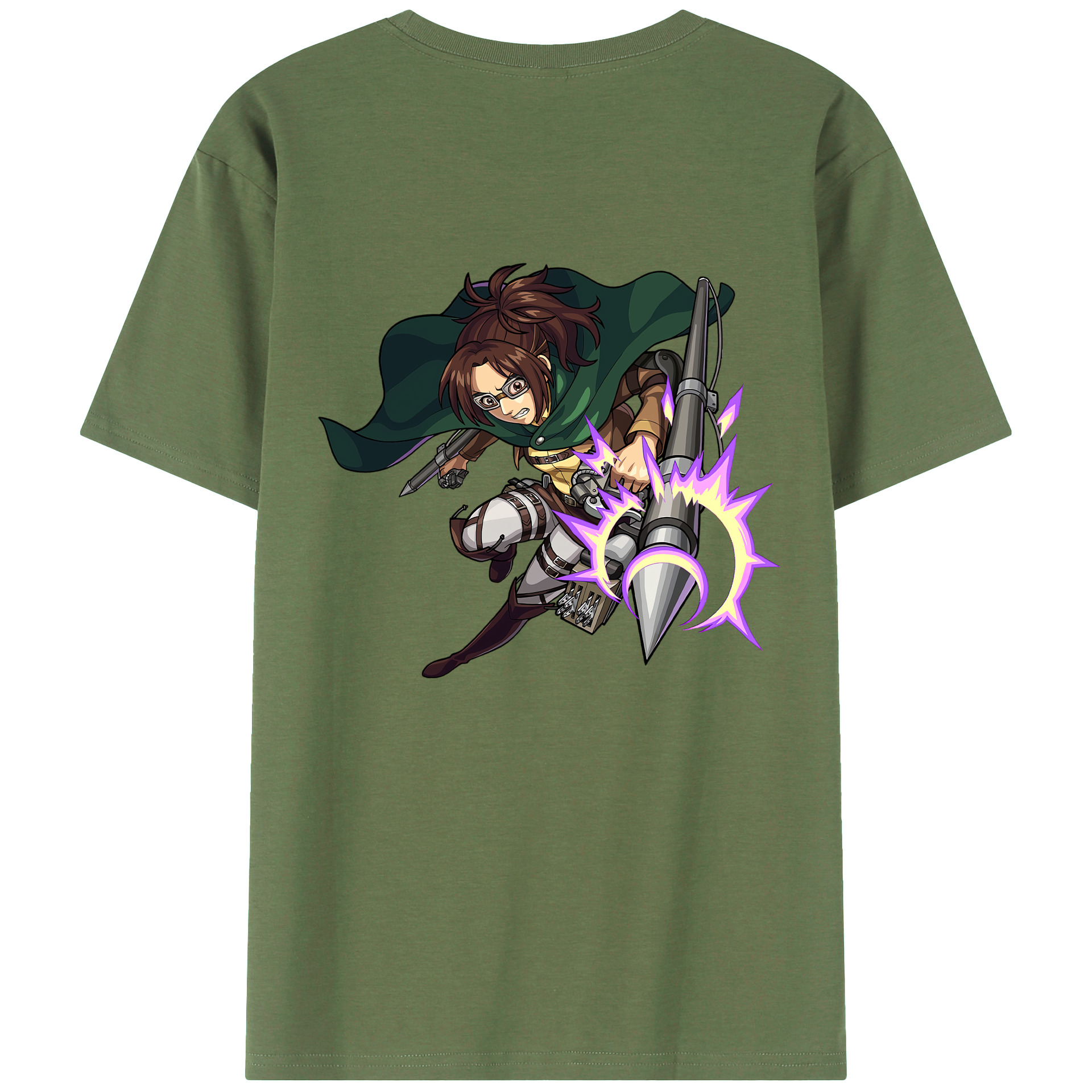 （画像用） 進撃の巨人 ハンジ·ゾエ Attack on Titan Hanji Zoe 綿100％ メンズ半袖Tシャツ（バックプリント） 通気性